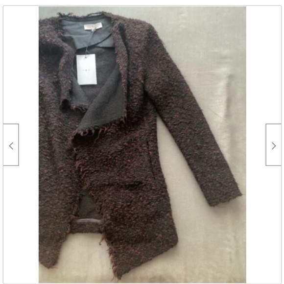 IRO Boucle Burgundy Wool Asymmetrical Jacket 36 S - Picture 3 of 11